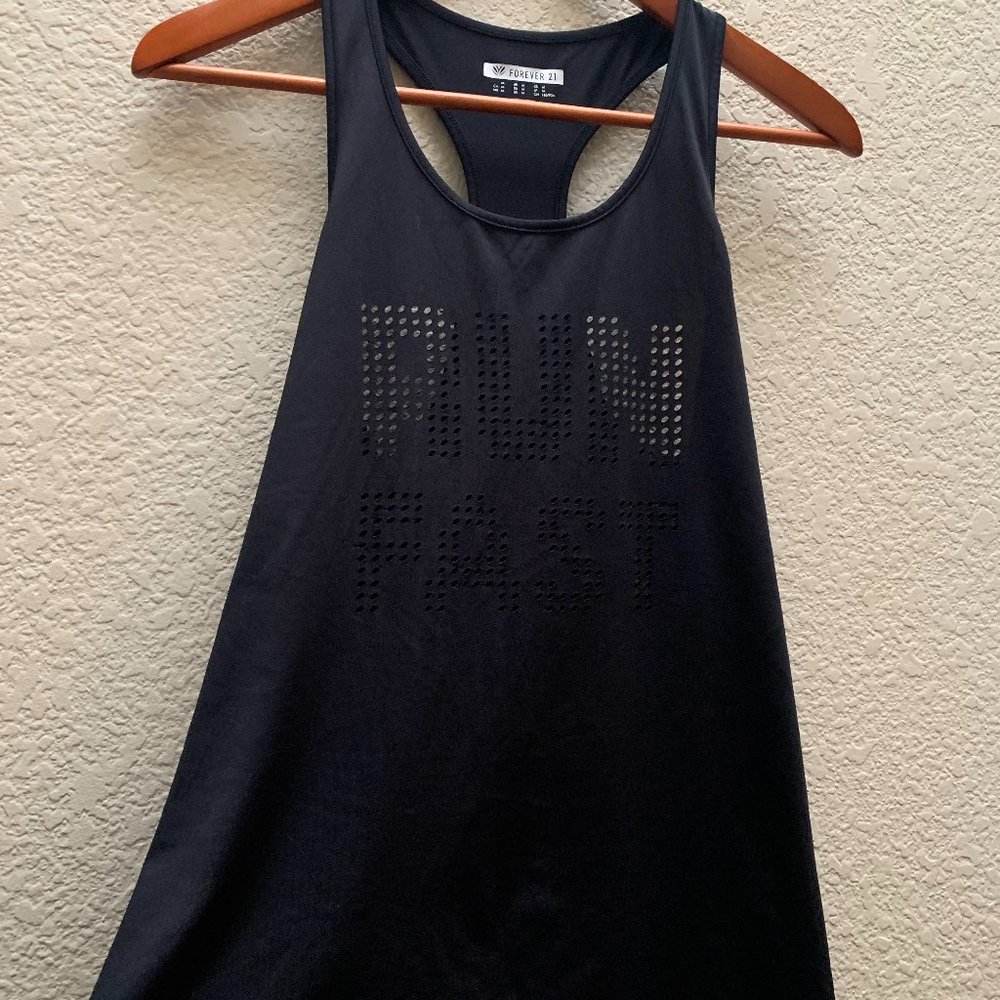 Forever 21 Workout Top - Run Fast Black Medium